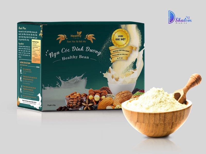 thiết kế bao bì hộp giấy ngũ cốc dinh dưỡng healthy farm