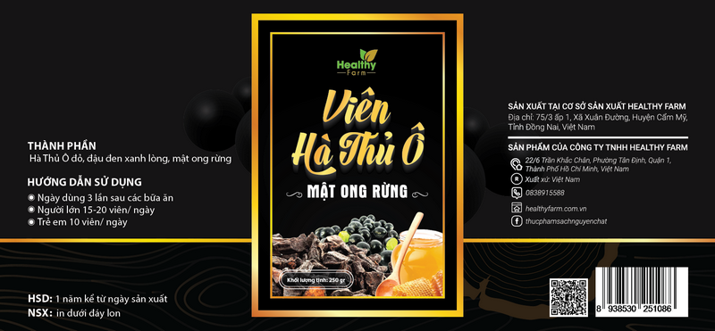 thiết kế bao bì thực phẩm hà thủ ô mật ong healthy farm 3