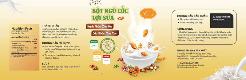 thiết kế tem nhãn thực phẩm bột ngũ cốc dinh dưỡng vanut 3